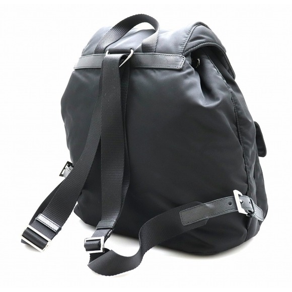 Prada Black Rucksack Nylon Backpack Leather - Picture 1 of 9